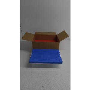 Toys Storage Organizer Box for Lego, Toy Box with Building Plate Lid and Removable Tray, Building Block Storage, Stackable Plastic Organizer Bins (Red+Blue-2Packs)