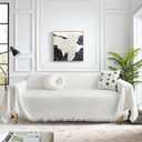 MEETSKY White Couch Cover Sofa Slipcover for Sectional Sofa Covers Protector Universal Use Cotton Blend Thick Fabric Washable, Woven Texture Modern Design for Living Room, 71" x 118", X-Large, White