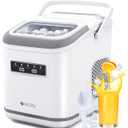 ecozy Countertop Ice Maker, Portable Ice Maker with Self-Cleaning, 9 Bullet Ice Cubes in 6 Mins, 26lbs/24Hrs, Ice Maker Machine with Ice Bags, Handle, Standing Scoop and Basket, White