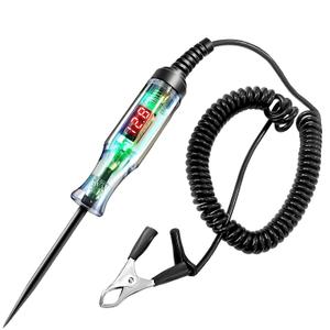Automotive Circuit Tester 5-120V, Automotive Test Light LED Digital Voltage Display with Black PU Extended Spring Wire, Sharp Hard Steel Probe Vehicle Circuits Low DC Voltage Light Tester for Car RV