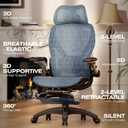 ELABEST X100 Ergonomic Office Chair with Footrest, Big and Tall Home Desk Chair with 5D Flip-Up Arms, Adjustable 3D Lumbar Support,High Back Rolling Computer Chair, Swivel Mesh Chairs (Oaxaca Blue)