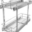 2 Tier Pull Out Cabinet Organizer 9" W X 22" D, Chromed, Full Slide Out