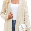 VIMPUNEC Womens Fall Cardigan Sweaters Casual Cable Knit Jackets Long Sleeve Open Front Outwear Coats (Beige, M)