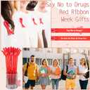 48 Pcs Red Ribbon Week Gifts Pens Bulk Drug Free Hand Ballpoint Pens Say No to Drugs Awareness Gift for Student School Classroom Volunteer Publicity Event Charity Campaigns Supplies (General)