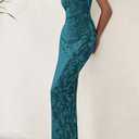 BTFBM Women Spring Dresses 2025 Elegant Wedding Guest Dresses Bodycon Tube Maxi Dress Split Floral Cocktail Dress (L)