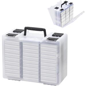 Brappo Trading Card Storage Box for 3200+ Double Sided Card Deck Case, compatible MTG and TCG and Sport Cards etc game cards.(Excluding cards) (Clear)