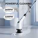 Electric Bathroom Cleaning Brush, Cordless Spin Scrubber Full Body Waterproof IPX7 with Adjustable Handle, 8 Replaceable Brush Heads for Bathtub/Kitchen/Window/Home -SD-CTB01