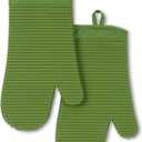 KITCHENAID Ribbed Soft Silicone Oven Mitt 2-Pack Set, 7.5"x13", Matcha