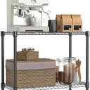  IZEUK 2 Tier Adjustable Metal Storage Shelving Unit, Heavy Duty Wire Rack Organizer for Kitchen, Living Room or Office, 220 lbs Capacity, 27.6 W x 11.8 D x 23.4 H, Black : Home & Kitchen