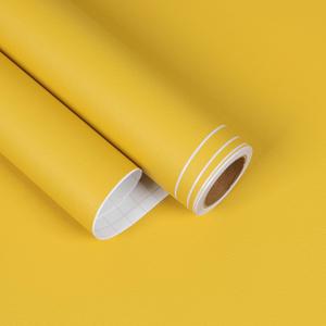 Warm Yellow Peel and Stick Wallpaper Vintage Matte Yellow Contact Paper Waterproof Solid Color Wallpaper 15.7"x160" Self Adhesive Removable Vinyl Wrap for Kitchen Cabinets Bathroom Bedroom
