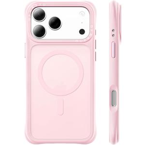 ORNARTO Magnetic for iPhone 17 Pro Case | 20FT Drop Protection, Compatible with MagSafe | Slim Translucent Matte Anti-Fingerprint Shockproof Cover for iPhone 17 Pro 6.3 inch, Chalk Pink