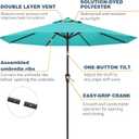 10FT Patio Umbrella, Outdoor Umbrella with Push Button Tilt and Crank, 8 Sturdy Ribs, UV Protection & Waterproof Market Umbrella for Pool, Backyard, Beach,Deck (Peacock Blue)