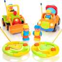 PREXTEX 2 Pack Remote Control Cars for 3-5 Year Old Boys - Truck and Tractor Toddler Toys with Easy Controllers - Sound and Light Play Features - Fun Birthday Gift Toy for Kids