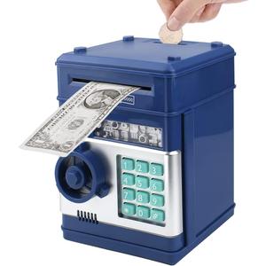 Piggy Bank Electronic Mini ATM for Kids Baby Toy, Safe Coin Banks Money Saving Box Password Code Lock for Children,Boys Girls Best Gift(Navy Blue)