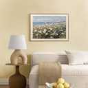 ASTRDECOR Framed Canvas Wall Art Room Decor, Vintage Landscape Wall Art for Home Decor Aesthetic Artwork, Coastal Scenery Nature White Wildflowers Oil Painting Pictures Bathroom Wall Decor 16''x24''