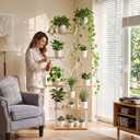 9 Tier 66" Tall Plant Stand with Grow Lights for Indoor Plants（White）