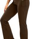 28" Inseam Women's Bootcut Yoga Pants Long Bootleg High-Waisted Flare Pants with Pockets(Coffee Brown, 28-L)