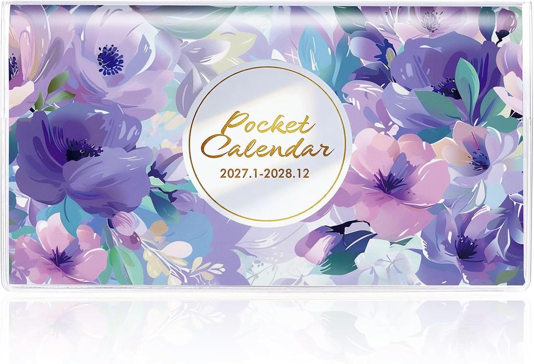 Pocket Calendar 2027-2028 for Purse, Small Pocket Planner 2027-2028 for Purse 3.56.5In,24 Month Organizer from Jan 2027- December 2028 Mini Planner with Pvc Cover for Organizing & Planning