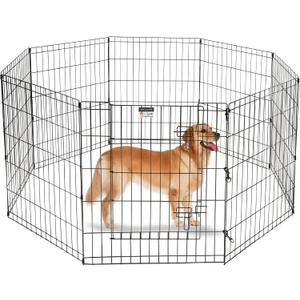 Dog Playpen - Foldable Metal Exercise Puppy Play Pen with 8 24x30in Panels - Indoor/Outdoor Pen with Door for Dogs, Cats or Small Animals by PETMAKER