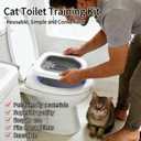 Cat Toilet Training Kit, Reusable Plastic Litter Box Trainer with Replaceable Feather Toy for Indoor Cats (Gray), 12.8"L x 1.77"W x 14.7"H
