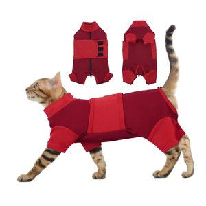 Cat Anxiety Jacket, Adjustable Cat Anxiety Suit with Zipper, Cats Anxiety Vest for Fireworks, Thunderstorm, Travel, Separation, Anxiety Calming Vest Wrap for Cats (Small, Red)