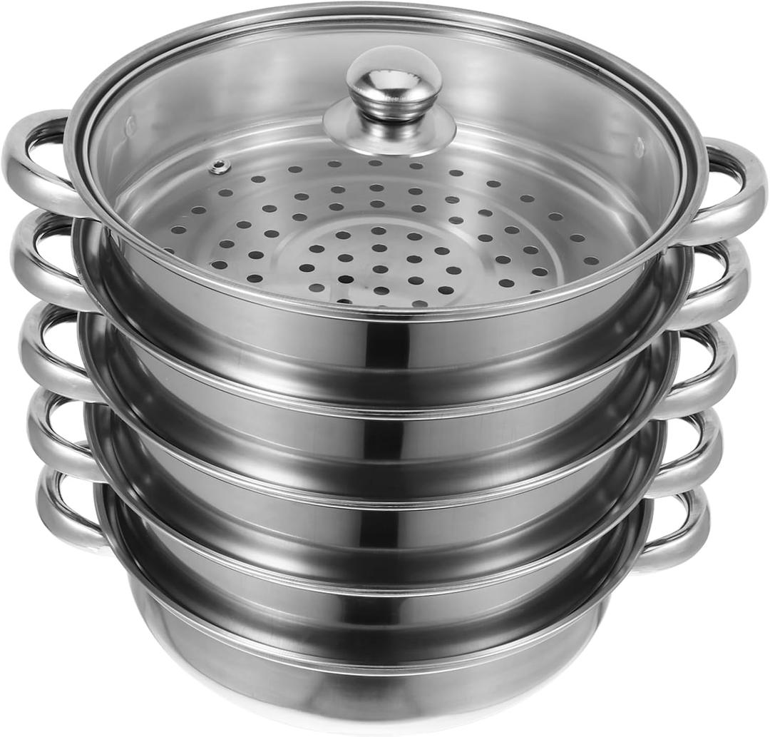 Stainless Steel Steamer Multilayer Steamer Pot Silver Soup Pot for Cooking