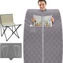 SereneLife Portable Infrared Home Spa | One Person Sauna | Heating Foot Pad and Chair, Gray (SLISAU10GRY)