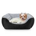 JOEJOY Rectangle Dog Bed for Small Dogs - Washable Orthopedic Sofa Bed, Soft Breathable Puppy & Pet Cuddler, Durable Calming Dog Bed with Anti-Slip Bottom, S(20"x 19"x 6"), Black