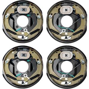 VEVOR Electric Trailer Brake Assembly, 10" x 2-1/4", 2 Pairs Self-Adjusting Electric Brakes Kit for 3500 lbs Axle, 4-Hole Mounting, Backing Plates for Brake System Part Replacement (2 Right + 2 Left)