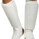 Cloth Shin & Instep Guard Taekwondo, Martial Arts, MMA Foot Protective Gear Protector for Sparring (Black/White; Child Small to Adult XL)