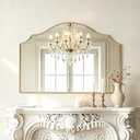 Arched Gold Wall Mirror, 36"x24" Scalloped Dresser Mantel Mirror Decorative Wall Mounted Mirror for Living Room, Bedroom, Fireplace