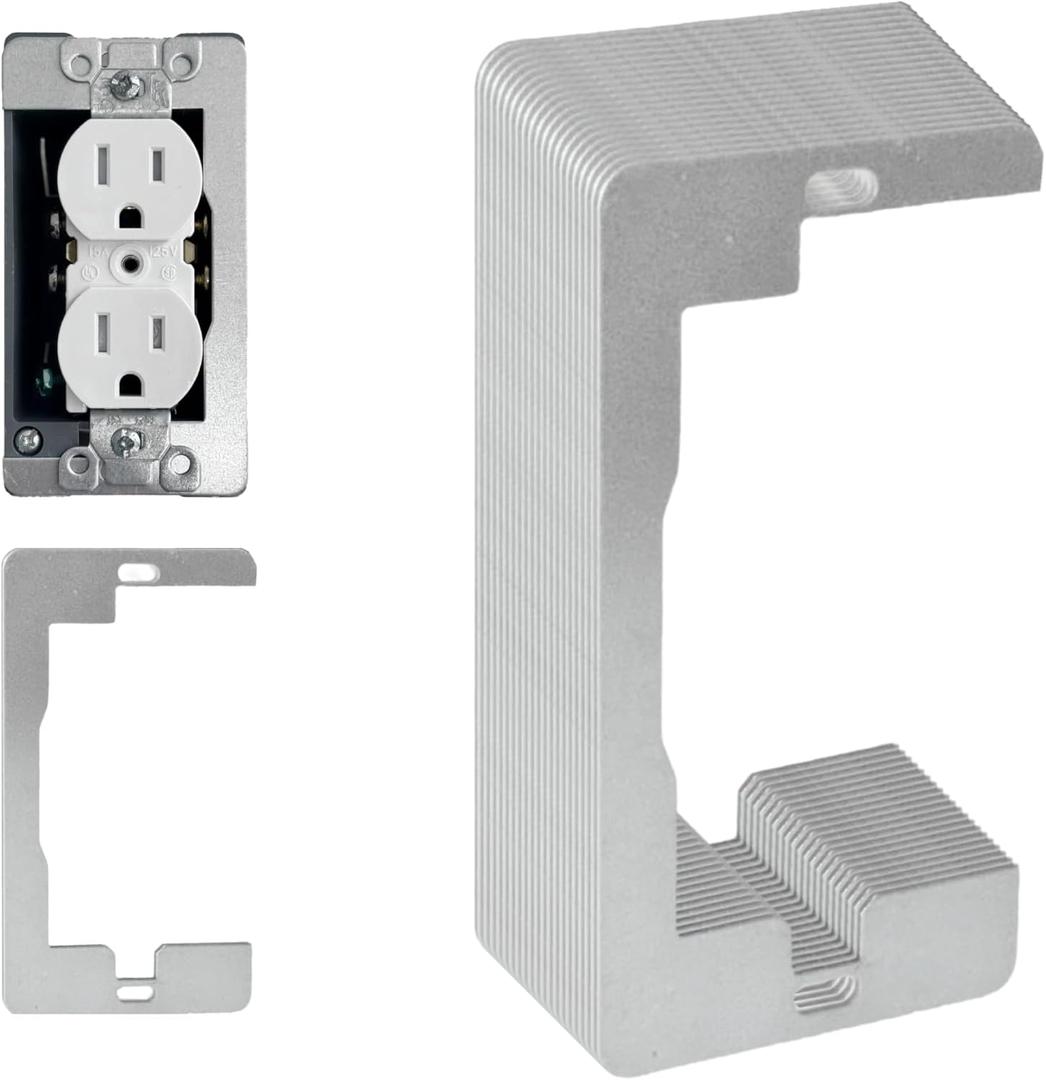 Wall Plate Spacer, 20-Pack Metal Flush Fit Leveling Plates  Receptacle Spacers & Outlet Shims for Loose Electrical Outlets, Single-Gang Electrical Box Levelers for Wall Fix & Outlet Alignment (Silver - 20 pcs)