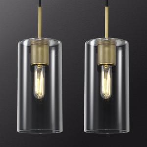 Modern Brass Pendant Lights Kitchen Island 2 Pack Glass Pendant Light Fixtures, 9.5'' Farmhouse Gold Pendant Light Kitchen Pendant Lighting Over Island for Sink, Bathroom, Bar,Dining Room