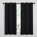 NICETOWN Halloween Pitch Black Solid Thermal Insulated Grommet Blackout Curtains/Drapes for Bedroom Window (2 Panels, 42 inches Wide by 63 inches Long, Black)