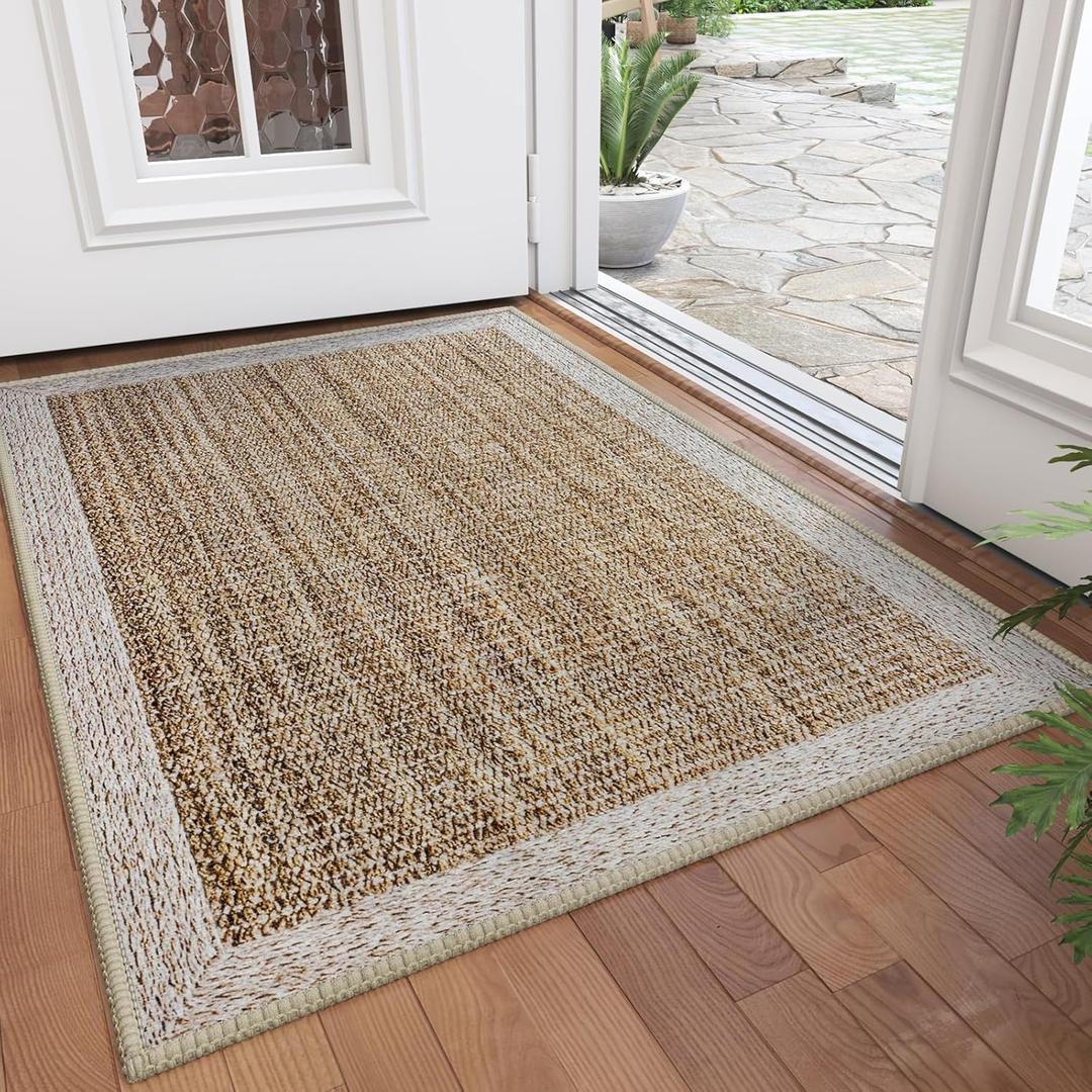 Front Door Mat 2x3, Non-Slip Indoor Mat Entrance, Washable Doormat for Front Indoor Entryway, Soft Low Pile Entryway Rug
