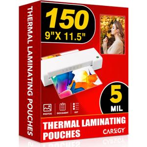 CAREGY Thermal Laminating Pouches,150 Pack Laminating Sheets, 5 Mil, 9 x 11.5 Inches Lamination Sheet Paper for Laminator, Round Corner Letter Size, Office and School Supplies