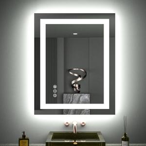 LOAAO 28"X32" LED Bathroom Mirror with Lights, Anti-Fog, Dimmable, Backlit + Front Lit, Lighted Bathroom Vanity Mirror for Wall, Memory Function, Tempered Glass, ETL Listed