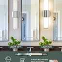 Bathroom Light Fixtures, 2-Light Vanity Lights for Mirror with Milk Glass Shade, Chrome Up and Down Wall Sconces for Bathroom Bedroom Hallway, VL834-CH-ML