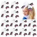 12PCS Cheer Bows Bulk Glitter Cheerleading Bows Girls Hair Bows White Black Cheer Bows Elastic Band Ponytail Holder for Cheerleaders Teen Girls College Sports Competition