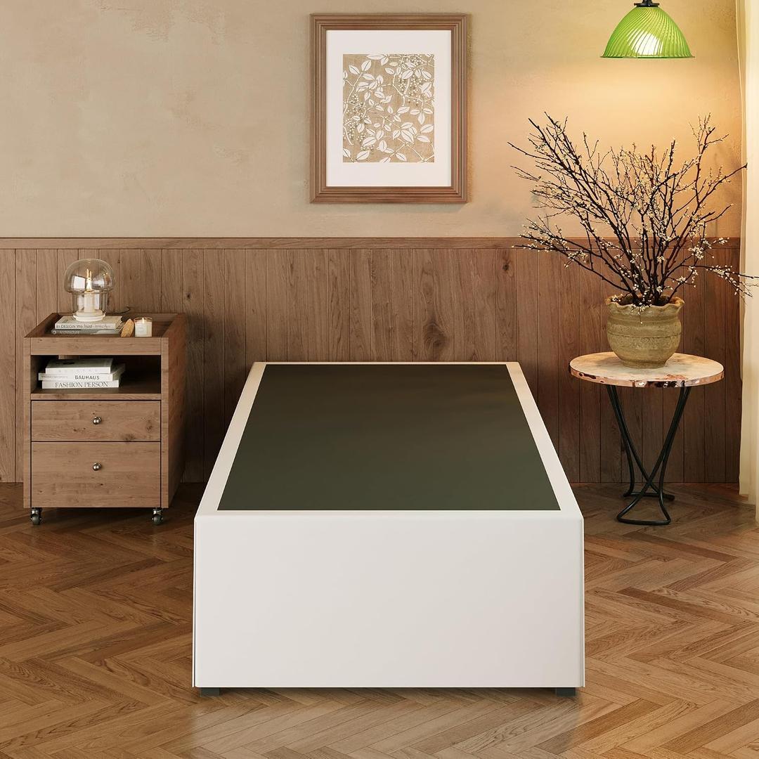 EMODA 18 Inch Twin XL Bed Frames with White Cover
Heavy Duty, XL Twin Metal Platform, Bed Frame No Box Spring Needed