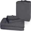 Femini Fashion 1000 Thread Count 100% Organic GOTS Certified Cotton, 10-Inch Deep-Pocket, Luxury Breathable 4-Piece Bed Sheet Set (1 Flat Sheet, 1 Fitted Sheet, 2 Pillow Covers) - Full, Dark Grey