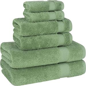 Cotton Paradise 100% Cotton Turkish Towel Set, Soft Absorbent Quick Dry, 6 Piece Towel Set, Sage Green