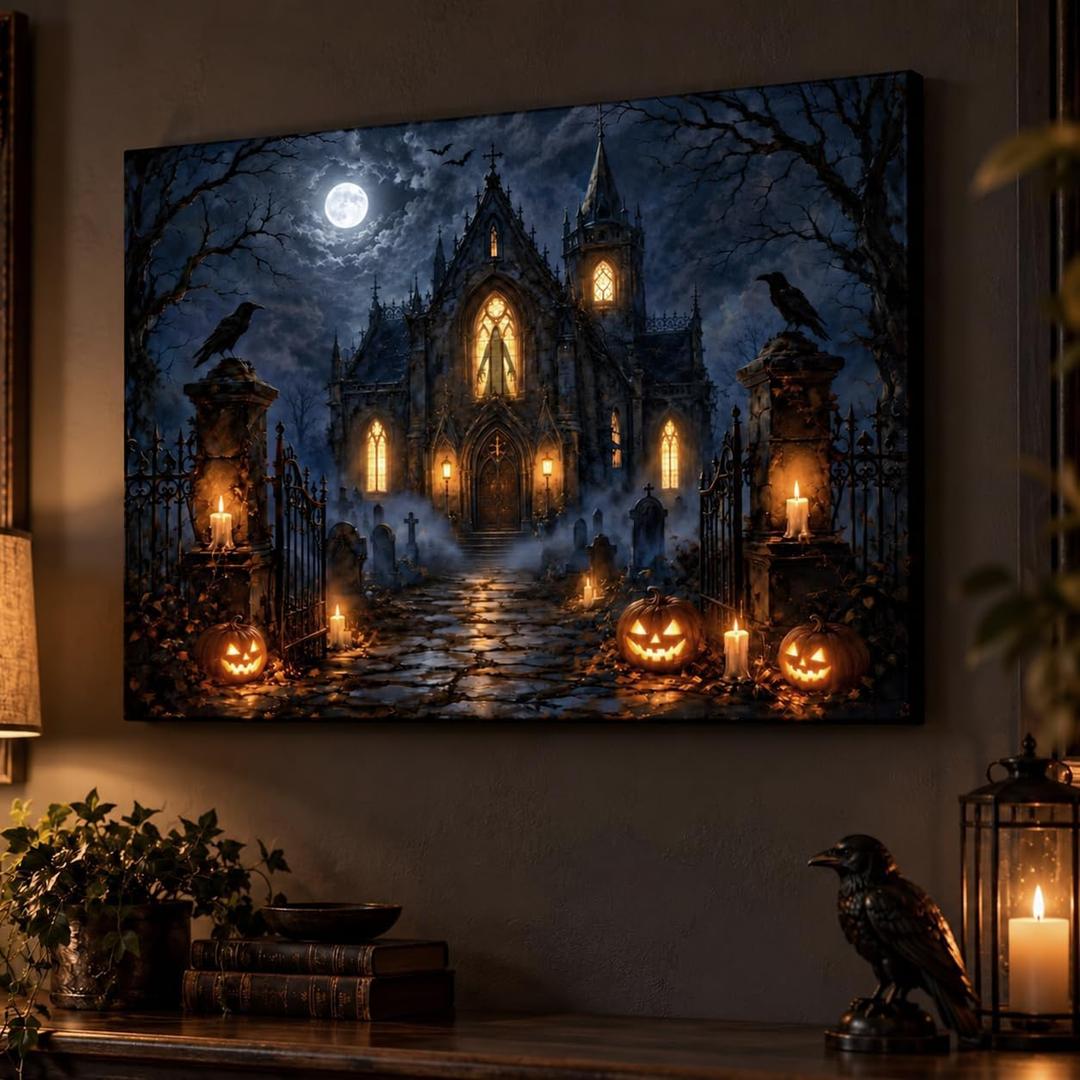 Artiluxy Halloween LED Canvas Wall Art, 16 x 20 Inch