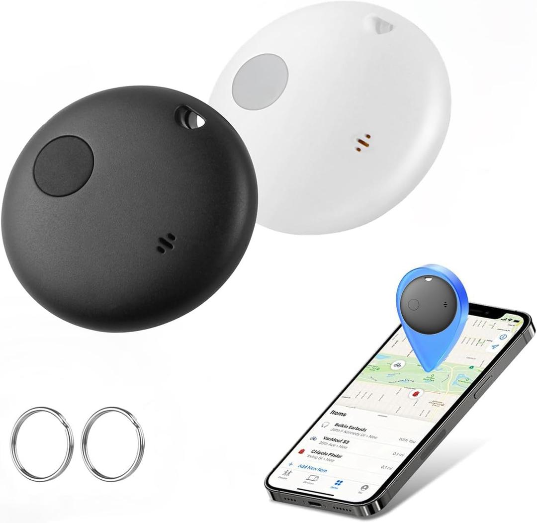 Air Tracker Tags 2-Pack, Waterproof IP67 | 90dB Loud, Bluetooth Tracker Works with Apple Find My (iOS only), Tracker Tag Locator for Keys,Luggage,Backpack etc