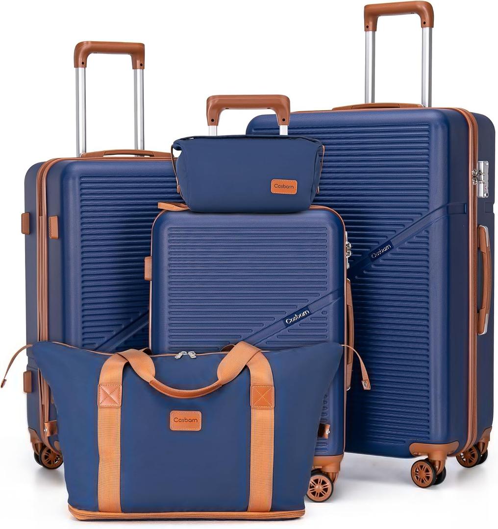 Cosbarn Luggage Sets 5 Piece Suitcases with Wheels, Suitcase Sets ABS Hard Case Luggage with TSA Lock Durable Carry-on Luggage with Spinner Wheels Travel Suitcase for Men Women