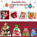 PINWATT 30 Pack Christmas Gift Bags Reusable Plastic with Ribbon Ties, Assorted Sizes (5S/5M/10L/10XL), Santa Holiday Bags for Kids Toys Large Gifts & Goodie Supplies