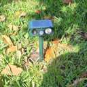 Upgraded Solar Ultrasonic Animal Repellent Outdoor, Deer Repellent Devices Motion Detection, Waterproof Cat Squirrel Skunk Raccoon Dog Chipmunk Deterrent with Flash Lights for Yard Farm Garden Patio