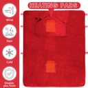 Hahafelt 12v Heated Flannel Wheelchair Blanket, Red Portable Heated Throw for Elderly 2 Heating Zones, Camping Essentials, Elderly Gift
