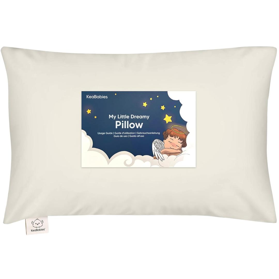 Toddler Pillow with Pillowcase - 13x18 My Little Dreamy Kids Travel Bed Pillows for Sleeping, Organic Cotton Small Pillowcase, Soft & Breathable, Machine Washable, Toddlers 2-5 Years Old (Clay)