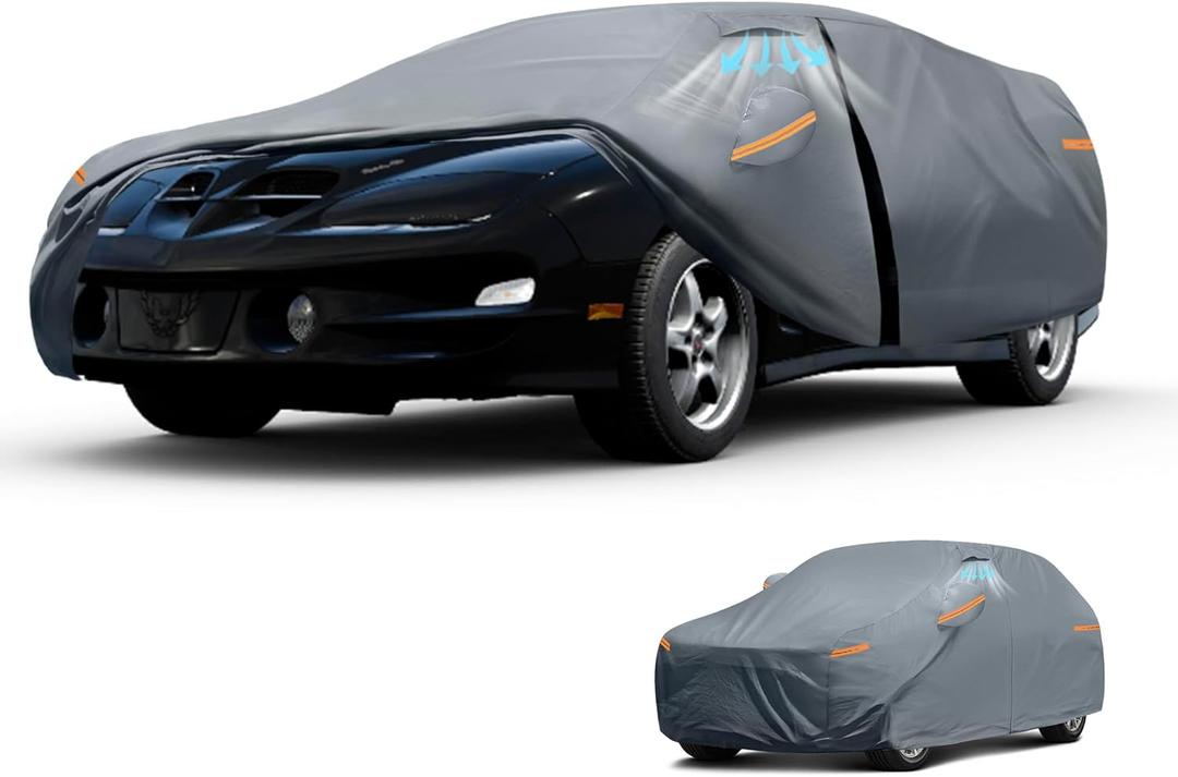 Waterproof Pontiac Firebird(1992-2002) Car Cover with Breathable Vents, [2026 Upgrade] Premium Covers with Cotton Liner and Zipper Door,Sun Rain Snow Dust Uv Protection.(Gift with Towel Storage Bag)